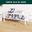 Smiry Bamboo Shoe Rack for Closet, 2 Tier Wooden Stackable Shoe Organizer, Free Standing Shoes Storage Shelf for Entryway, Front Door Entrance, White
