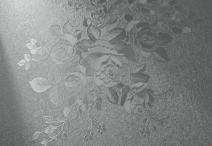 Grey Floral Peel and Stick Wallpaper Embossed Contact Paper 17.7 inch x 196.8inch Floral Contact Paper Pure Solid Grey Waterproof Gray Flower Wall Vinyl Self Adhesive Decorative Vinyl
