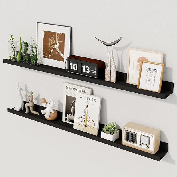 Axeman 36 Inch Floating Shelves | Picture Ledge Shelf Set of 2 | Black Wall Shelves with Lip | Black Picture Shelf for Wall with Ledge | Photo Ledges 36 Inch