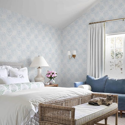Boho Wallpaper Blue Wall Paper Peel and Stick Modern Blue and White Geometric Fireworks Contact Paper Renter Friendly Self-Adhesive Removable Bathroom Bedroom Laundry Room 17.3" × 78.7"