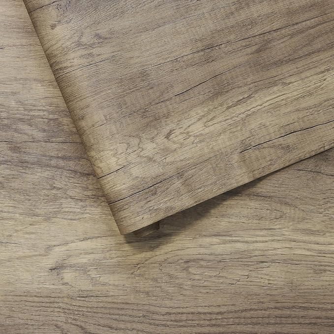 BOMENG 31.5x197in Extra Wide Dark Brown Wood Grain Contact Paper Peel and Stick Wallpaper Self Adhesive Matte Textured Wood Stick Paper Removable Waterproof for Cabinets Shelves Laminate Sheets