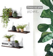 MITIME Floating Shelves Set of 3 Rustic Solid Wood Floating Shelf Wall Storage Shelves for Living Room, Bedroom, Bathroom, Kitchen Laundry, Office.no Drill Shelf(Retro Color L+L+L)