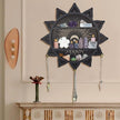 Chakra Lotus Flower Crystal Display Shelf with LED Light, Witchy Home Decor Boho Decorative Wall Mounted Trinket Shelf Wooden Sun Moon Shelf Rock Case Stone Storage Floating Hanging Holder