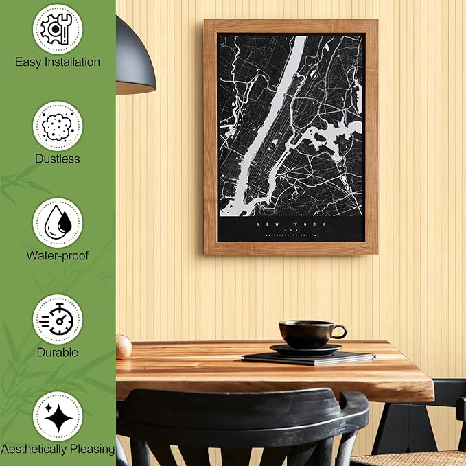 Bamboo Wall Panel for Interior Wall Decor, Renewable Pole Wrap Wainscoting Roll Bamboo Covering Paneling for Ceiling Office Bedroom Living Room (48