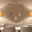 Accent Mirrors - Small Diamond Shape Decorative Mirror Wall Decor 3 Piece Set with Silver Chain