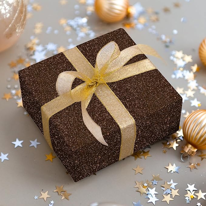 CHIHUT Dark Brown Glitter Wallpaper Peel and Stick Sparkle Glitter Contact Paper Self Adhesive Removable Brown Wallpaper for Bedroom Decorative Fabric Roll for Walls Cabinets Shelf Liner 15.7''x236''