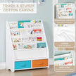 UTEX Kids Bookshelf with Storage Bins, Book Shelf for Kids Rooms, 4-Tier Toddler Sling Bookshelf for Nursery, Living Room, Bedroom, White