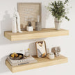 fuqing Floating Shelves for Wall - 24 Inch Wood Wall Shelves Set of 2-24 Inch Wide x 9.3 Inch Deep Natural Floating Wood Shelves with Upgraded Metal Brackets for Room