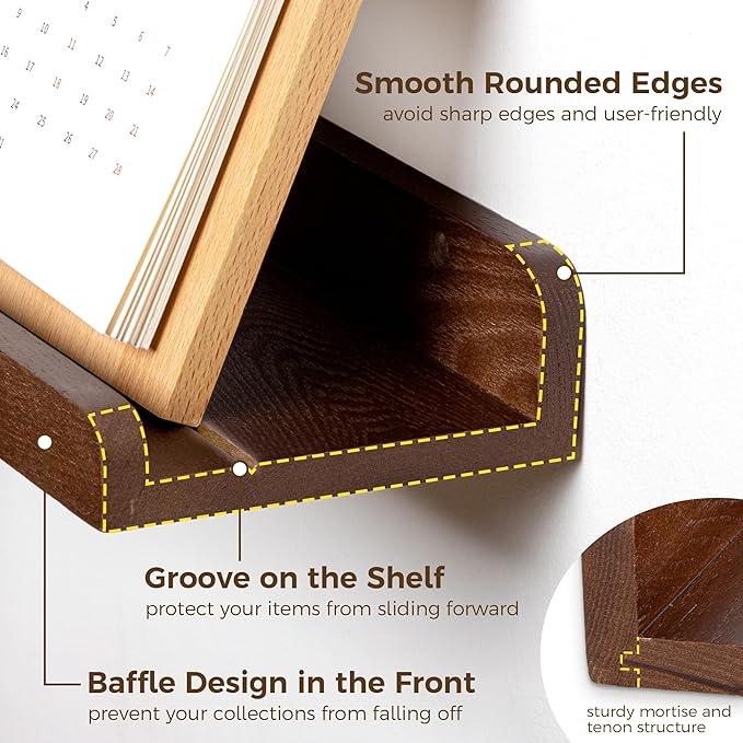 48 Inch Floating Shelves for Wall - Wood Picture Ledge Shelf Set of 2 - Dark Wood Wall Shelves with Lip - Walnut Picture Shelf Photo Ledge