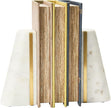 Main + Mesa Geometric Marble Bookends with Brass Inlay, White