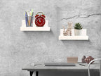 Z metnal Small Floating Shelves, Natural Wooden Display Wall Shelf for Picture Ledge, Nursery Floating Shelves, White, Wall Mounted, 8 x 5.5 inch, 2 Pcs