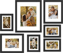FrameWorks 7-pc Set Collage Wall Wooden Picture Frames Tempered Glass/Black / 1-11