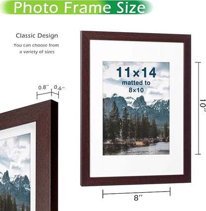 FrameWorks 2-Pack, 11x14 Matted to 8x10 Picture Frame, Mahogany – Classic Wooden Photo Frame with Tempered Glass, Modern Matte Finish for Prints, Posters, Certificates & Wall Decor – Gallery-Ready