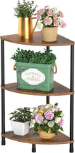 Corner Plant Stand Shelf, 3 Tier Small Shelf Plant Stand for Indoor Plants, Rustic Brown Corner Bookshelf Wall Decor Living Room, 23.2