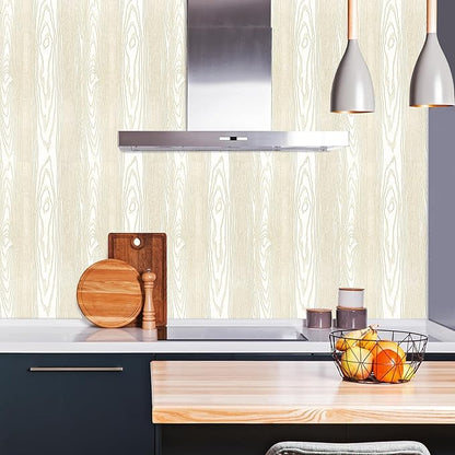 Yun-aeon Beige and Gold Wood Contact Paper 17.3"x120" Rustic Wooden Peel and Stick Wallpaper Removable Self-Adhesive Wallpaper Wood Grain Contact Paper for Countertops Cabinets