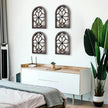 ZEXUIRU Set of 4 Arched Window Wall Mirror Rustic Farmhouse Accent Mirror Wood Framed Entry Wall Decoration for Living Room Bathroom Bedroom Kitchen