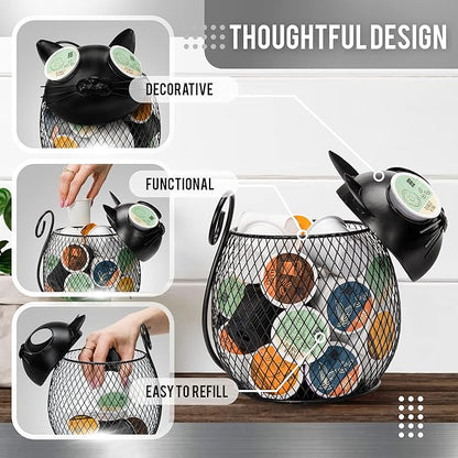 Made Easy Kit Coffee Pod Organizer - Home Coffee Bar Functional Décor - Café Station Countertop Storage Accessories (Fox)