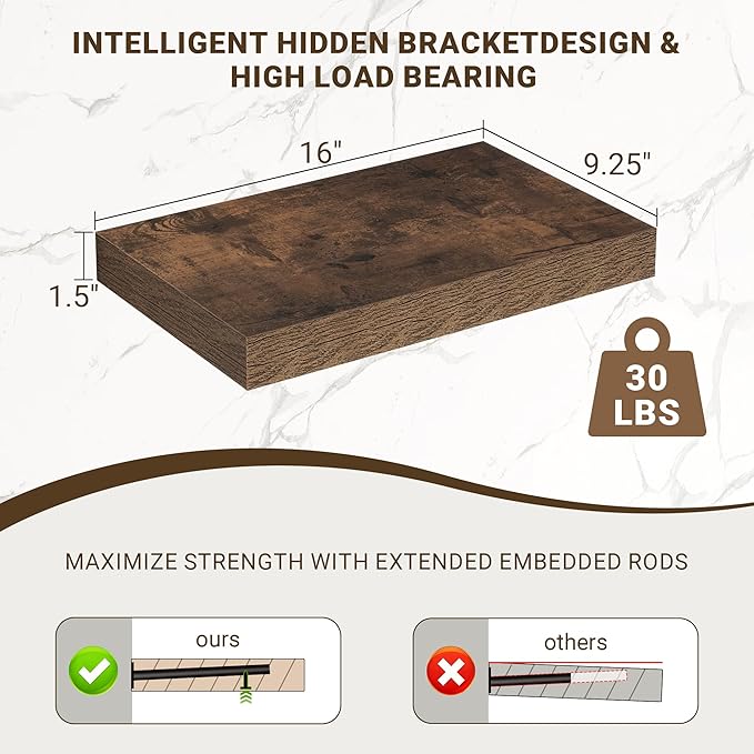 16 Inch Floating Shelves, 16