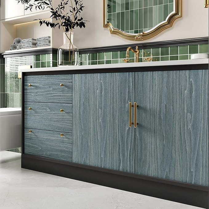 Wallercity Gray/Blue Weathered Wood Contact Paper for Countertops Vintage Peel and Stick Wooden Wallpaper for Bathroom Kitchen Cabinets Self Adhesive Wood Wall Paper for Desk Table Tops 15.8''x78.7''