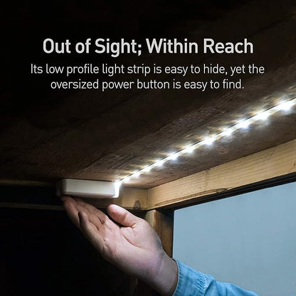 POWER PRACTICAL Luminoodle Under Cabinet Lighting - Click LED Light Strip for Shelves, Kitchen Cabinets, & Furniture, 1-Pack Includes Power Button & Tape Adhesive - Warm White (2700K)