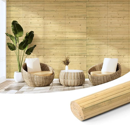Art3d Natural Bamboo Wall Panel for Interior Wall Decor, Renewable Pole Wrap Wainscoting Paneling for Wall Ceiling Furniture Cabinet Office, 12 x 96 Inch - Natural, 1-Pack