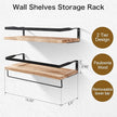 Uten Floating Shelves, Wall Shelf Outdoor, 42x15x8 cm, Shelving Unit for Wall, Towel Holder 6 Hooks, Kitchen Spice Rack, Storage Organiser Shelf for Bedroom, Bathroom, Living Room, Office