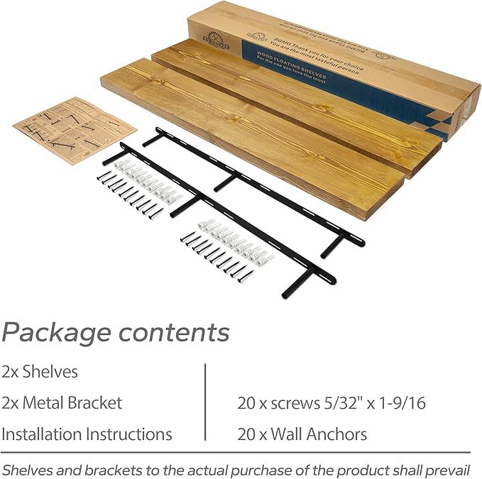 BGMG Wood Floating Shelves for Wall 54 inch Set of 2, Rustic Wooden Wall Mount Shelves for Living Room Bedroom Kitchen Farmhouse-54x6.7x1.75 inch- Gold Oak