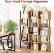 IBUYKE 6-Tier Tall Bookshelf,S-Shaped Geometric Bookcase, Wood Display Shelves with Storage,Modern Bookshelf for Living Room Bedroom, Home Office,Oak WBC016K