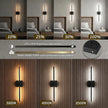 Battery Operated wall Sconce Set of 2 Rechargeable Wireless Cordless 12000ma 360° Rotation Large wall Lights lamp Modern Decor Linear Long Metal Black 28
