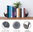 Bookends Cute Snail Metal Book Ends, Novelty Decorative Bookends for Bookshelf, Book Organizer for Desk Home Office School Bookshelf Decor, Black - 1 Pairs
