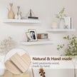 fuqing Floating Shelves for Wall - White Wood Wall Shelves Set of 3 - Modern Style Wooden Shelves for Room Decor & Storage