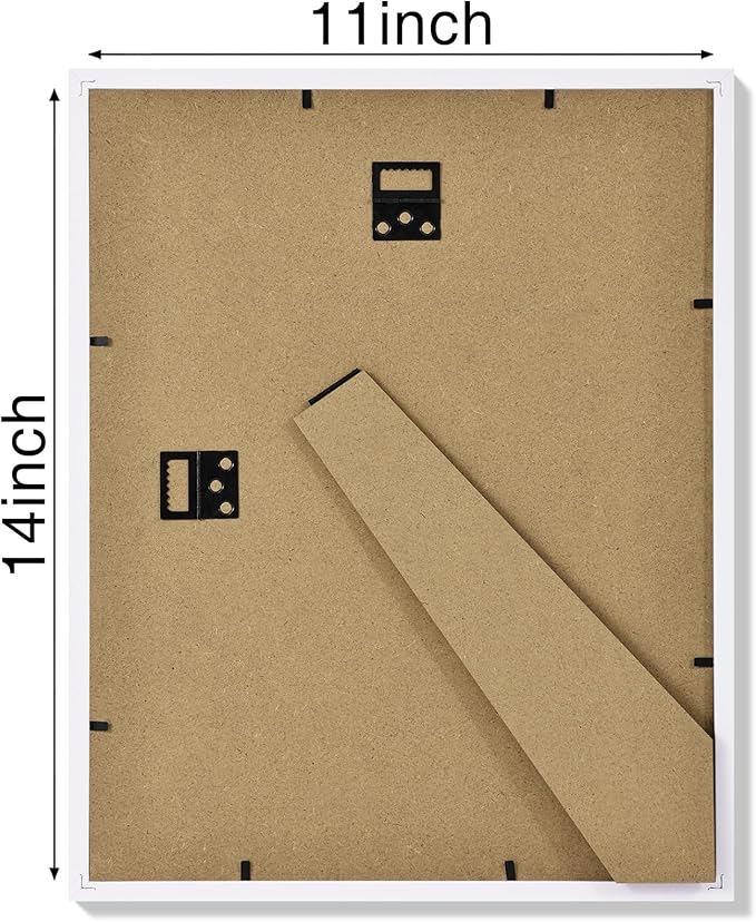 Vittanly 11x14 Picture Frame Set of 4, Display Pictures 8x10 with Mat or 11x14 without Mat, Gallery Wall Frame Set for Wall or Tabletop Display, White