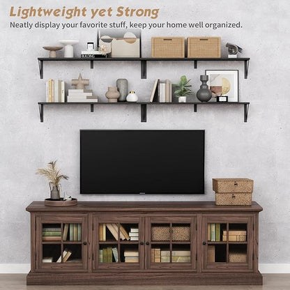 Forbena Floating Shelves 36 Inches Long 8 in Deep Set of 3, Large Wall Shelf for Bedroom Books, Heavy Duty Wide Wall Shelving for Living Room Office Kitchen Closet Organizers and Storage (Black)