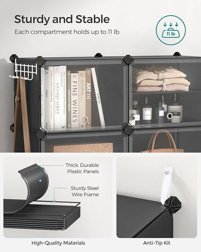 SONGMICS Shoe Rack Organizer, 10-Tier Shoe Storage Cabinet for Closet and Entryway, Holds 40 Pairs of Shoes, Adjustable, Ink Black and Trasparent ULPC035B01