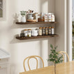 Fun Memories 48 Inch Floating Shelves, 9.3 Inch Deep Wall Shelves for Bathroom, Living Room, Bedroom, Kitchen, Deep Long Shelf Wall Mounted 2 Pack Shelf for Books, Decor, Rustic Brown