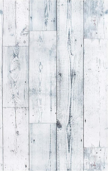 HAOKHOME Peel and Stick Wood Wallpaper Shiplap Light Grey/White Distressed Wood Plank Removable Contact Paper Self Adhesive 17.7in x 32.8ft