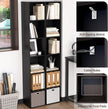 5 Cube Storage Organizer, 5 Tier Cube Low Bookcase Freestanding Storage Display Organizer, Five-Cubes Open Shelf Bookshelf for Home Office (Black, 5-Cube)