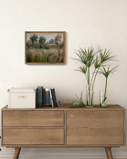 SHENIFY Landscape Framed Canvas Wall Art Vintage Classical Wilderness Prints Modern Kitchen Bathroom Office Decor - 8x10in Natural Framed
