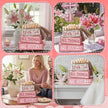 4 Pcs Christian Table Decor Pink Rustic Wooden Block Sign Set with God All Things are Possible Farmhouse Stacked Decor with Beaded Garland Tassel Christian Home Decors for Office, Shelf