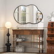 20x32 Black Irregular Wall Mirror, Black Asymmetrical Mirror with Aluminum Alloy Frame for Bathroom Bedroom Entryway, Shatterproof, Anti-Rust(Horizontally/Vertically)