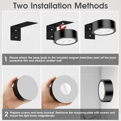 Picture Lights for Wall, 3 Lighting Modes Magnetic Art Display Light,Rechargeable Battery Operated Led Painting Light with Remote Control Dimmable & Timer,3Pack Black