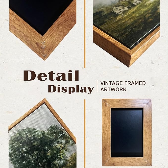 SHENIFY Landscape Framed Canvas Wall Art 24x36in Large Vintage Classical Rural Hill Prints Hallway Bathroom Office Decor - Natural Framed