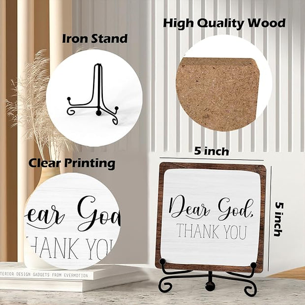 Modern Farmhouse Decor, Home Decor For Living Room, Boho Chic Aesthetic Shelf Decorations, Christian Rutsic Dear God Sign, Farm House Entryway Tv Stand Fireplace Coffee Table Decoration (05)
