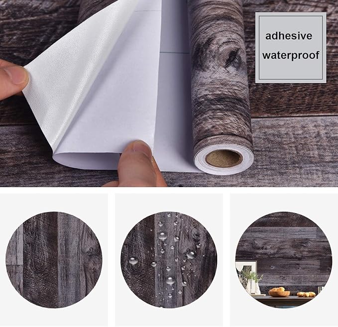 WENMER Grey Wood Peel and Stick Shiplap Self Adhesive Wallpaper - 17.71