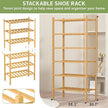 6-Tier Bamboo Small Shoe Rack, Free Standing Wood Shoe Shelf Storage Organizer for Closet Entryway Stackable (Natural)
