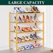 Smiry Bamboo Shoe Rack for Closet, 4 Tier Wooden Stackable Shoe Organizer, Free Standing Shoes Storage Shelf for Entryway, Front Door Entrance, Natural