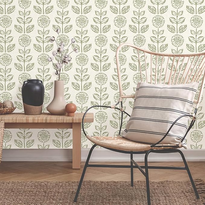 Wudnaye Vintage Floral Peel and Stick Wallpaper Beige Floral Contact Paper 17.7in × 196.8in Tulip Self Adhesive Wallpaper Boho Flowers Removable Waterproof Wall Paper for Bathroom Bedroom Decorative