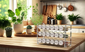 Deco Brothers Spice Rack Stand holder with 18 Bottles and 48 Labels, Chrome