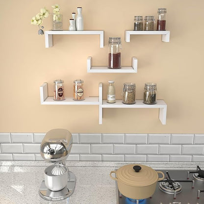 White Floating Shelves for Wall Shelf for Bedroom, Waterproof Solid Wood Floating Shelves Bathroom，Small Relief Textures, Suitable for Bedroom, Living Rooms, Kitchens, Office, and Bathroom
