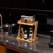 GOBAM Spice Rack Organizer 2-Tier Kitchen Countertop Cabinet Storage Shelf, Assemble Quickly, Bamboo